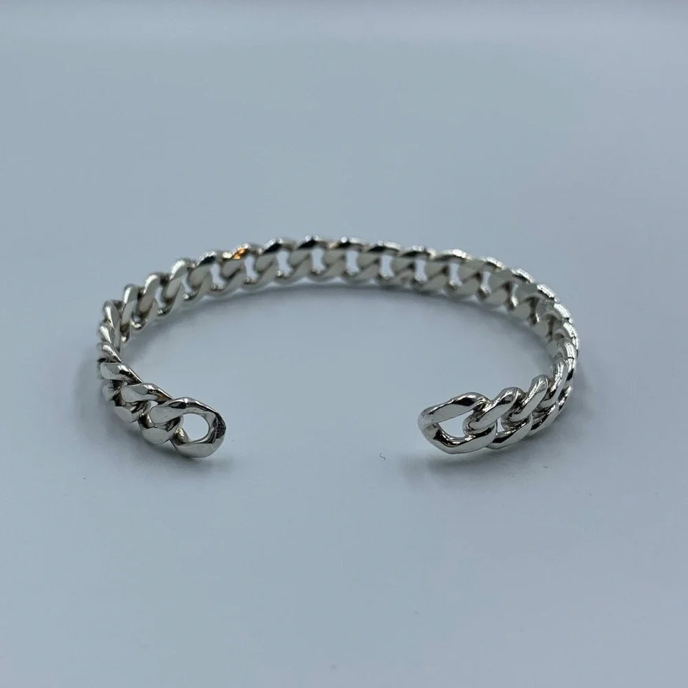 925 Sterling Silver Solid Cuban Bangle - Picture 3 of 4
